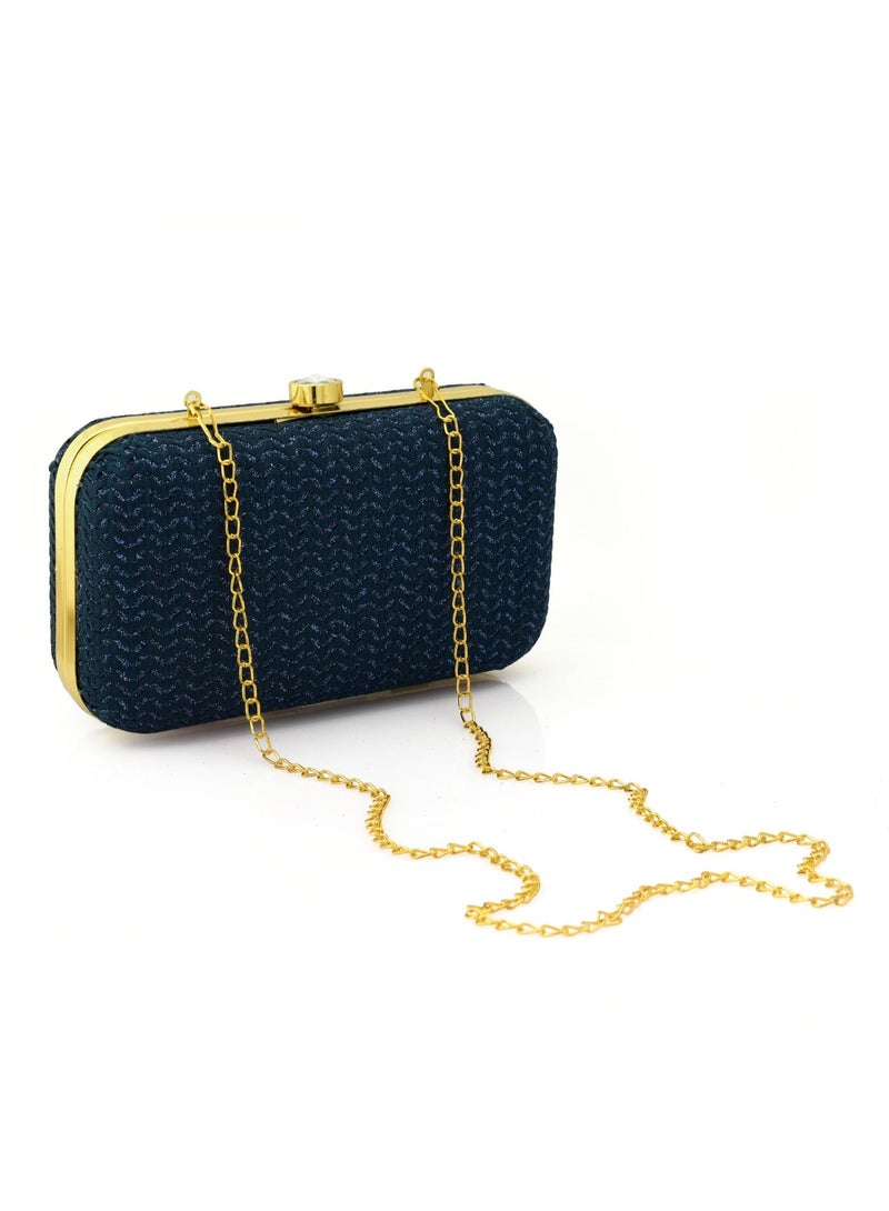 Clutch Purse for Women, Soft & Lightweight Evening Clutch for Weddings, Proms, Cocktail Sparkle Navy - Image 1