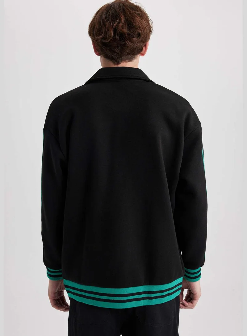 ديفاكتو Man Oversize Fit Bomber Long Sleeve Knitted Cardigan