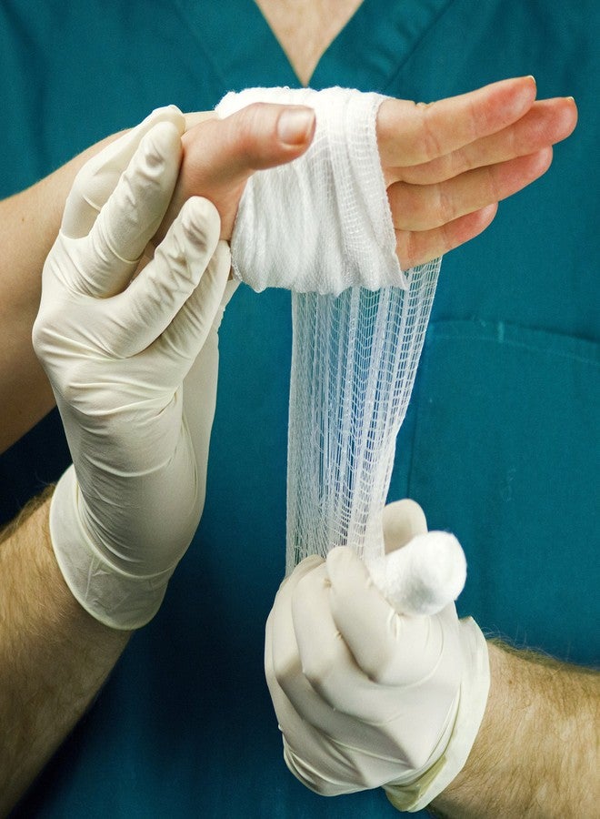 AMMEX Medical Ivory Stretch Synthetic Vinyl Gloves, Box of 100, 4 mil, Size Medium, Latex Free, Powder Free, Disposable, Non-Sterile, VSPF44100-BX - Image 4