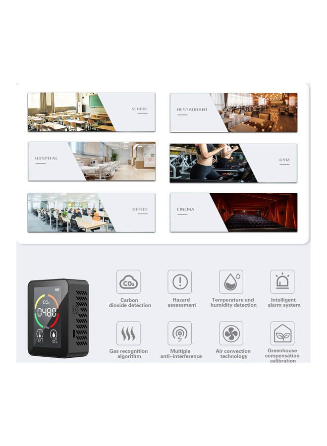 Aknur 3-In-1 Infrared CO2 Temperature Humidity Monitor Black - Image 3