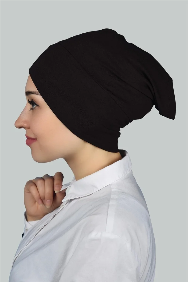Altobeh Cross Outer Hijab Bonnet Combed Cotton - Dark Brown