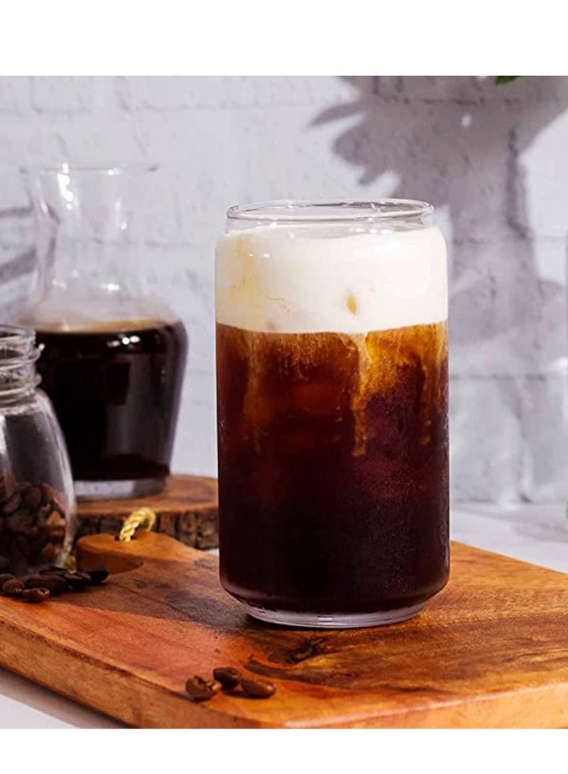 SYOSI 4 Pieces Drinkware Cup Set 390ml Clear Glass Cup Set Clear Glass Cups Mug Cup Iced Coffee Mugs Tea Water Drinkware - Image 3