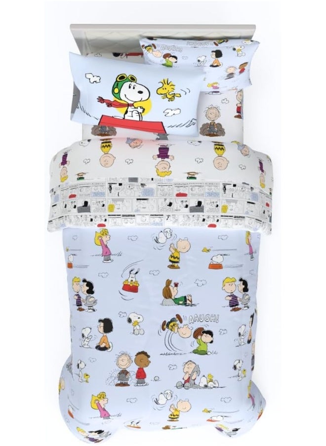 Franco Franco Collectibles Peanuts Multi Character Bedding 5 Piece Super Soft Comforter and Sheet Set with Sham, Twin  - Image 1