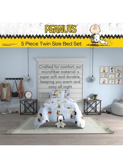 Franco Franco Collectibles Peanuts Multi Character Bedding 5 Piece Super Soft Comforter and Sheet Set with Sham, Twin  - Image 4