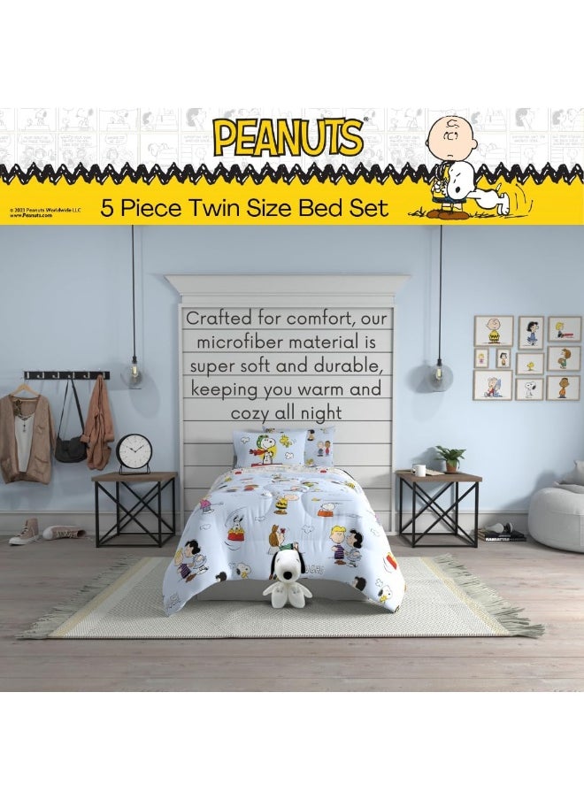 Franco Franco Collectibles Peanuts Multi Character Bedding 5 Piece Super Soft Comforter and Sheet Set with Sham, Twin  - Image 4
