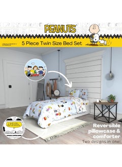Franco Franco Collectibles Peanuts Multi Character Bedding 5 Piece Super Soft Comforter and Sheet Set with Sham, Twin  - Image 5