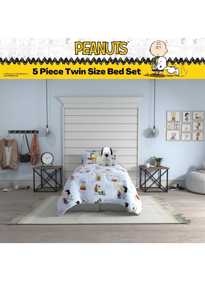 Franco - Franco Collectibles Peanuts Multi Character Bedding 5 Piece Super Soft Comforter and Sheet Set with Sham, Twin - Image 1