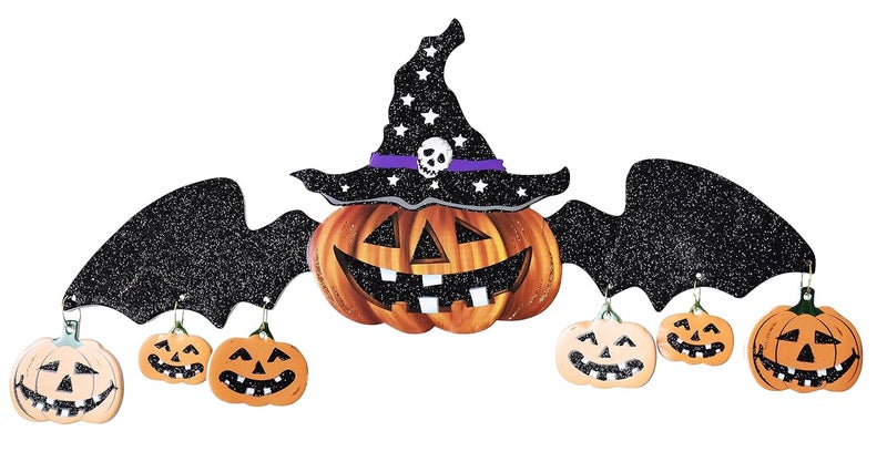 My Party Suppliers Jagmag Glitter Flying Pumpkin Halloween DecorationHalloween Pumpkin Ornament Halloween Hanging DecorationsHalloween Decoration Trick or Treat Theme Jack o Lantern Decoration for Halloween 
