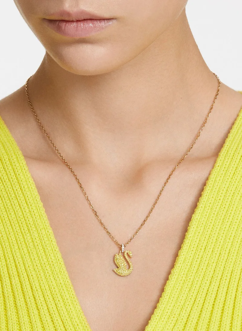 SWAROVSKI Iconic Swan Pendant Gold-Tone Plated Necklace