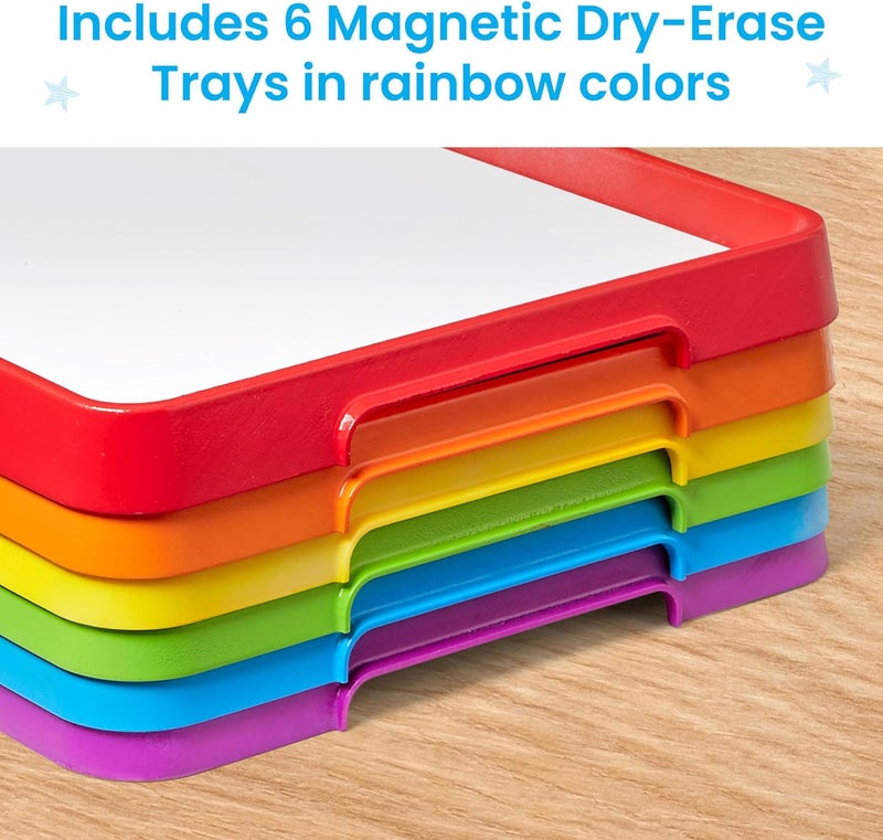hand2mind hand2mind Magnetic Dry Erase Activity Trays Stackable Trays for Classroom Magnetic Letter Trays White Boards for Kids Science of Reading Classroom Materials Teacher Classroom Supplies - Image 2