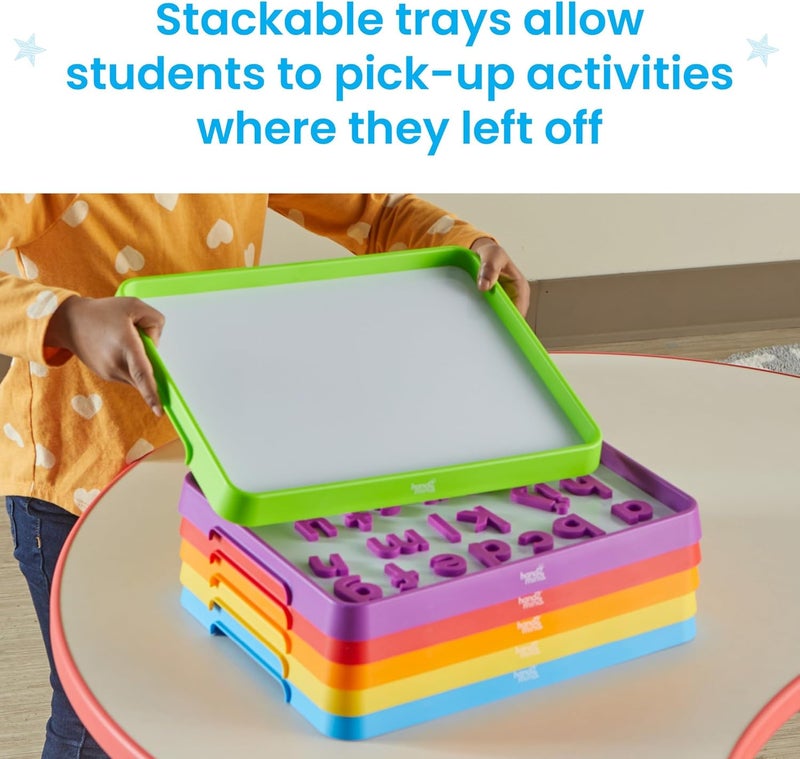 hand2mind hand2mind Magnetic Dry Erase Activity Trays Stackable Trays for Classroom Magnetic Letter Trays White Boards for Kids Science of Reading Classroom Materials Teacher Classroom Supplies - Image 4