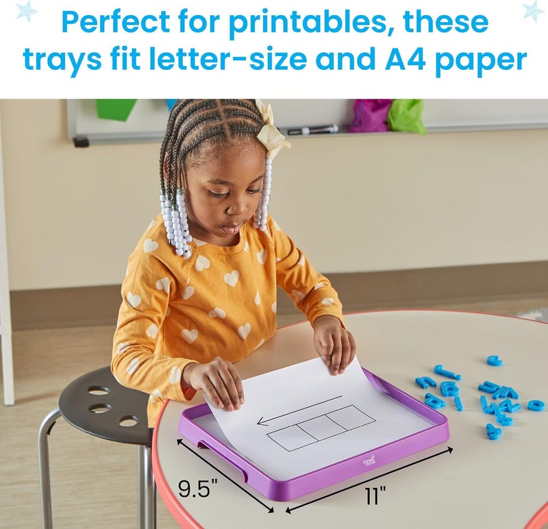 hand2mind hand2mind Magnetic Dry Erase Activity Trays Stackable Trays for Classroom Magnetic Letter Trays White Boards for Kids Science of Reading Classroom Materials Teacher Classroom Supplies - Image 5