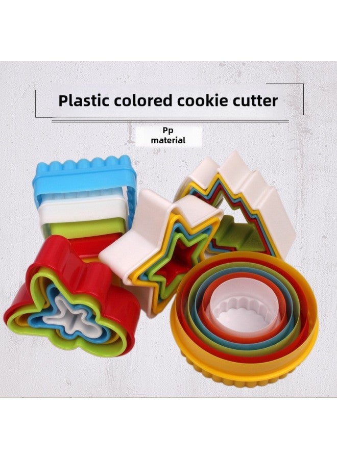 Color Plastic Biscuit Compression Mold Fondant Cake Fruit Cutting Mold Clay Diy Hand Cutting Mold 5 Pieces Set-Specifications:Heart-shaped Color Set Of 5-piece Fruit Cut - Image 1