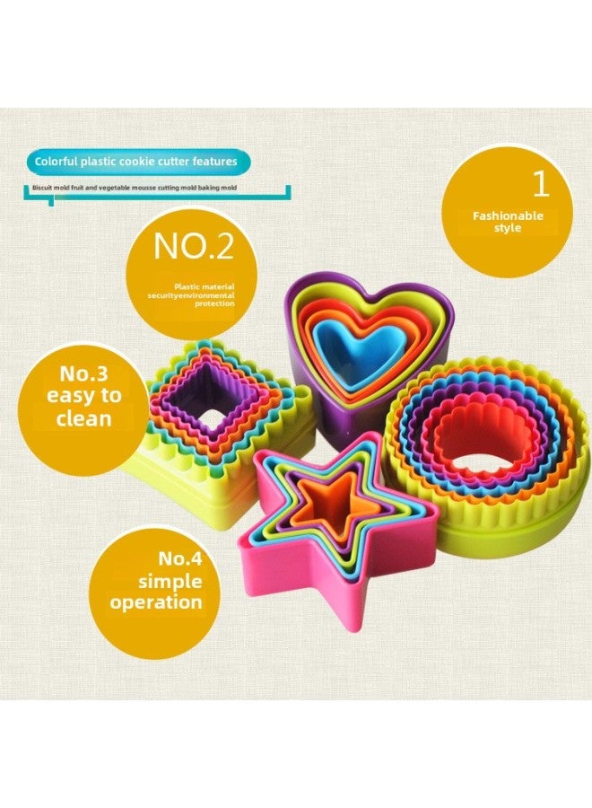 Color Plastic Biscuit Compression Mold Fondant Cake Fruit Cutting Mold Clay Diy Hand Cutting Mold 5 Pieces Set-Specifications:Heart-shaped Color Set Of 5-piece Fruit Cut - Image 2