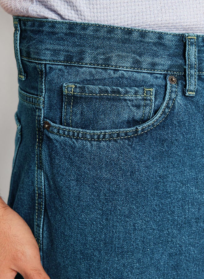 trendyol Navy Blue Vintage Look Baggy Fit Jeans Denim Trousers TMNAW24JE00027 - Image 5