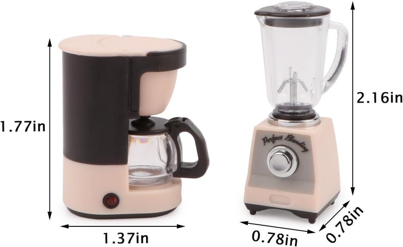 Cutemini Dollhouse 1/12 Miniture Coffee Maker & Juicer Set 2Pcs Doll House Kitchen Appliances Furniture Plastic Model Coffee Pot Blender Accessories (Pink) - Image 3