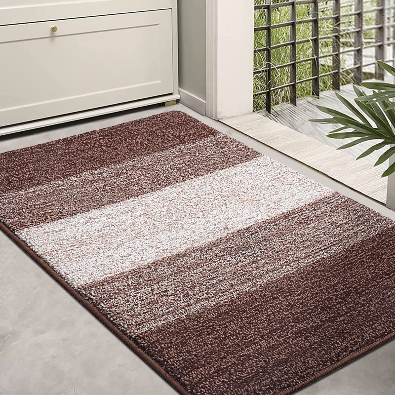 Kitinjoy Indoor Outdoor Door Mat 36x24 NonSlip Absorbent Dirt Trapper LowProfile Washable Inside Entrance Front Floor Mat Sturdy Soft Entry Doormats for Entryway Brown