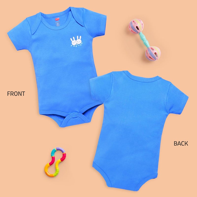 Luvlap Unisex Half Sleeve Romper/Bodysuit Pack of 3 - Multicolor for 9-12 Months - Image 4