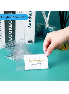 Generic Acrylic Sign Holder Clear Tabletop Plastic Menu Display Slant Back Holders 2.4*3.5 Inches Horizontal Stand for Office Store 5 Pack  - Image 5