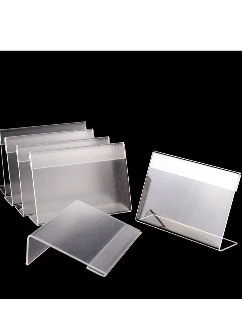 Generic - Acrylic Sign Holder Clear Tabletop Plastic Menu Display Slant Back Holders 2.4*3.5 Inches Horizontal Stand for Office Store 5 Pack - Image 1