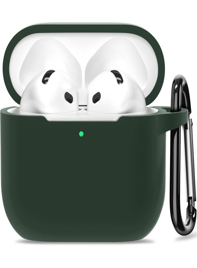 Silicon Case for AirPods 4, AirPods Cover Protective Case with Hook Headphones Silicon Case (LED Visible) (Supports Wireless Charging) for Apple AirPods 4 - Green