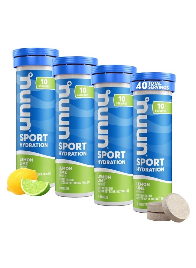 Nuun Sport Electrolyte Tablets for Proactive Hydration, Lemon Lime, 4 Pack (40 Servings) - Image 1