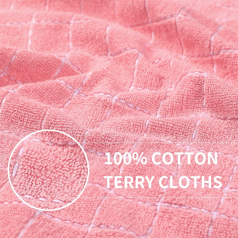 Homaxy Kitchen Towels and Dishcloths Set, 12 x 12 and 13 x 28 Inches, Set of 8 Bulk Cotton Terry Kitchen Towels Set, Checkered Designed, Soft and Super Absorbent Dish Towels, Pink - Image 2
