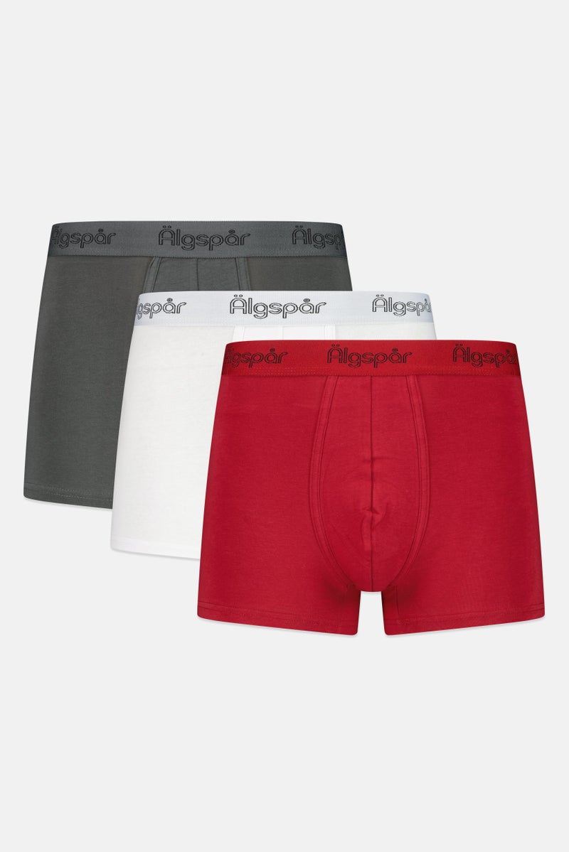 Algspar Men 3 Pairs Brand Logo Trunks, Multicolor - Image 1