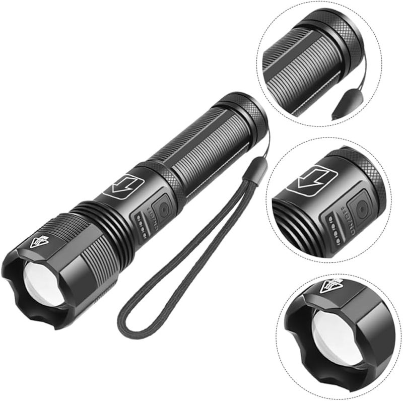 Rechargeable Super Bright LED Zoom Flashlight Aluminum Alloy USB Emergency Outdoor - Image 4