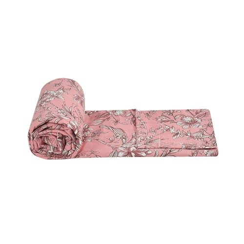 TIB Glace Cotton Elastic Fitted Bedsheets Double Bed 72x78x8 Inches with 2 Pillow Covers, 210TC (Pink Flower, Double) - Image 4