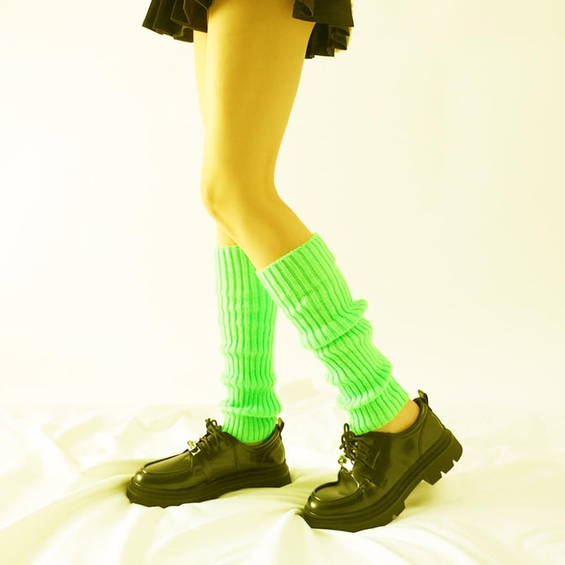 Chung Women Juniors Knitted Leg Warmers 16" Neon Party Dance Sports Fitness Halloween Accessory Pack of 1/2/3 - Image 4