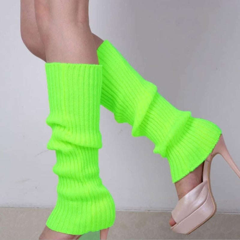 Chung Women Juniors Knitted Leg Warmers 16" Neon Party Dance Sports Fitness Halloween Accessory Pack of 1/2/3 - Image 2