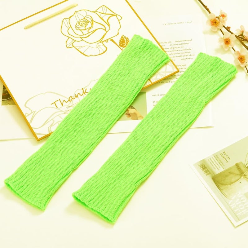 Chung Women Juniors Knitted Leg Warmers 16" Neon Party Dance Sports Fitness Halloween Accessory Pack of 1/2/3 - Image 1