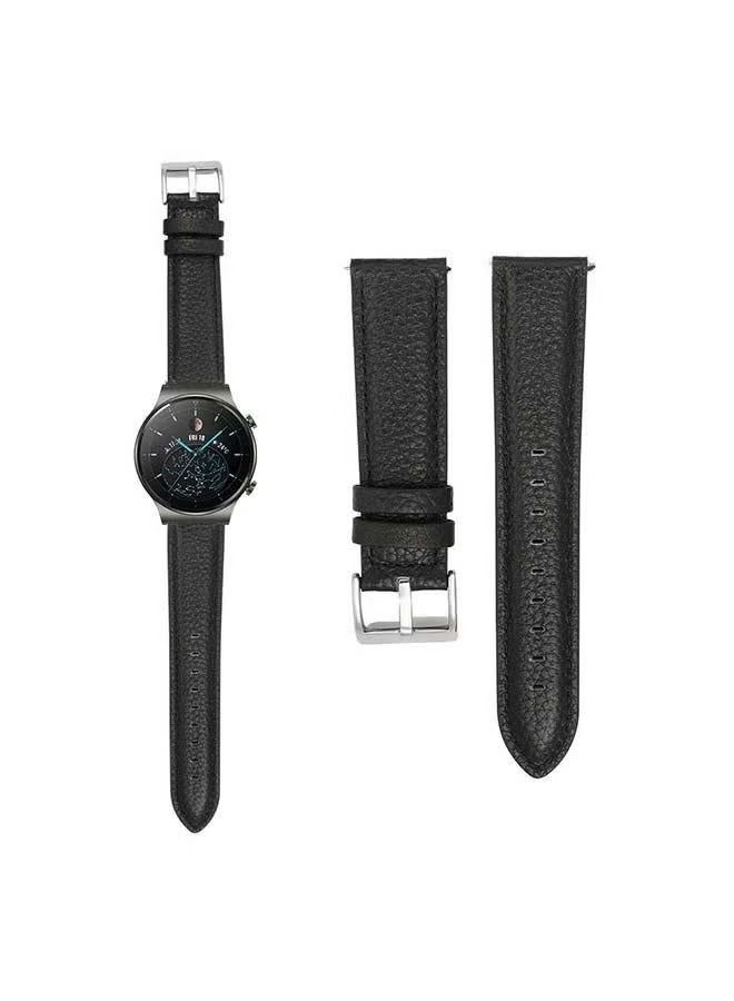 vesus Genuine Calf Leather Replacement Band 22mm For Huawei Watch GT2 Pro Black