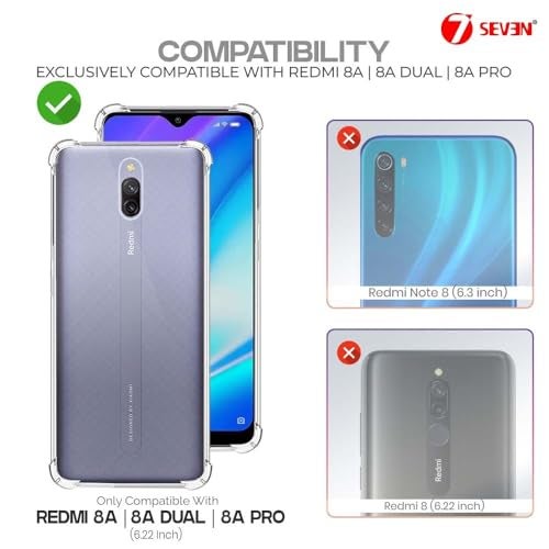 7-Seven 7SEVEN® Back Cover for Redmi 8A | 8A Dual | 8A Pro Transparent Mobile Back Case Shock Proof Design Camera Edges Protection Crystal Clear Phone Case Silicon Soft TPU and Flexible Bumper Phone Cover - Image 2