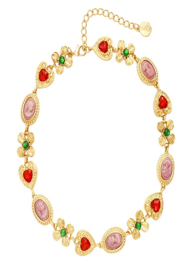 كويريز قلادات كويريس الذهبية العتيقة السميكة للنساء، قلادة تشوكر ملونة من العصور الوسطى والفيكتورية، قلادة بيزنطية منقوشة، مجوهرات أزياء ماكسيمالي - Image 1