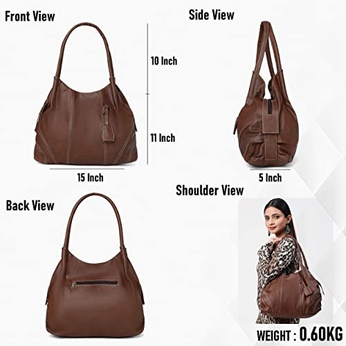 Fostelo Women's Dale Satchel Tote Handbag for Women | Ladies Purse | Stylish Shoulder Bag | Gift For Women | Brown - Image 3