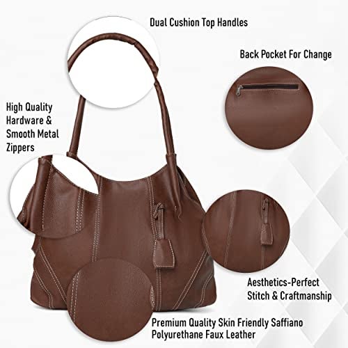 Fostelo Women's Dale Satchel Tote Handbag for Women | Ladies Purse | Stylish Shoulder Bag | Gift For Women | Brown - Image 2