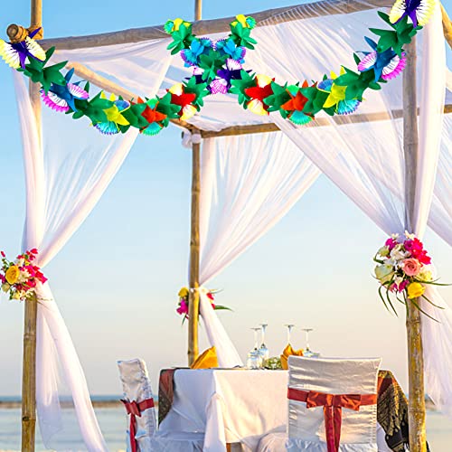 FUTUREPLUSX 4PCS Tropical Garland Party Decorations, 9.8ft Luau Paper Flower Banners Multicolor Hawaiian Hibiscus Garlands for Mexican para Fiesta Tiki Party Decor Supplies - Image 4