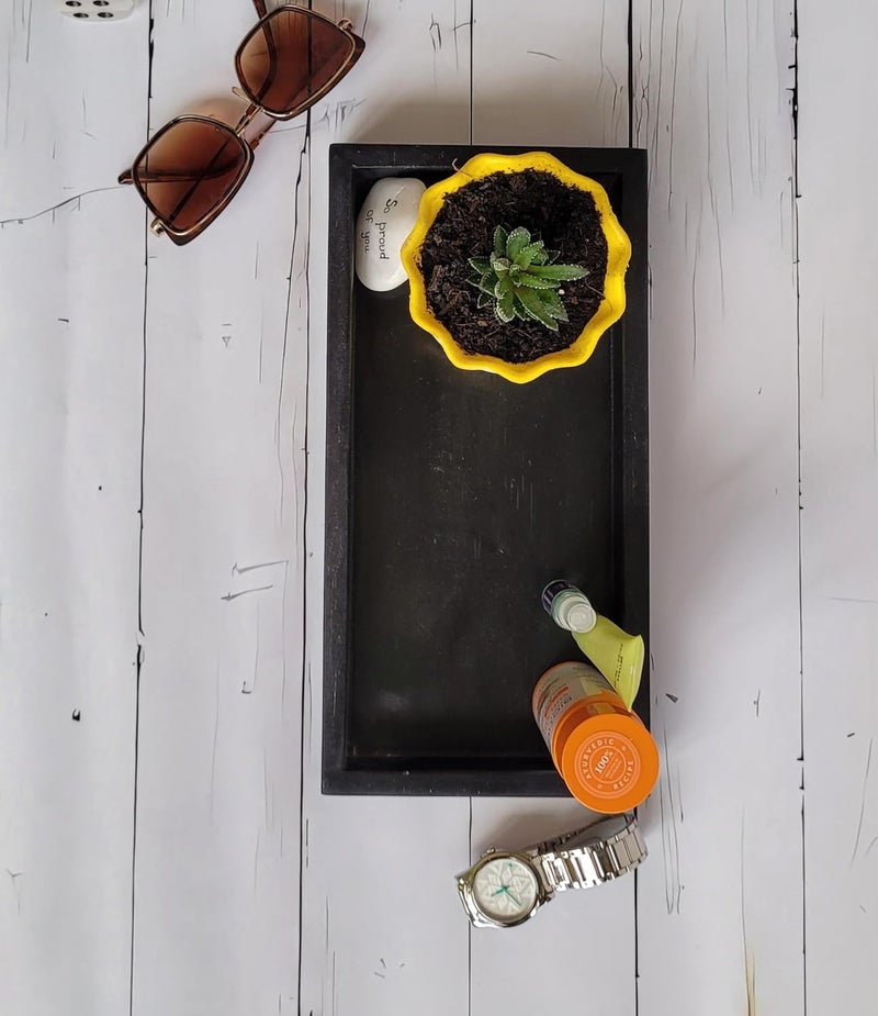 RM Black Marble Brass Inlay Tray Bathroom Kitchen Dresser Vanity Tray Jewelry Dish Ring Cosmetic Organizer for Candle Perfume Small Plant Home Decor Mini Size Marble MultiPurpose Tray - Image 3