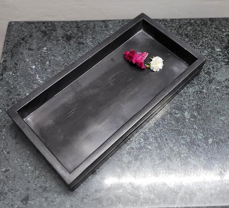 RM Black Marble Brass Inlay Tray Bathroom Kitchen Dresser Vanity Tray Jewelry Dish Ring Cosmetic Organizer for Candle Perfume Small Plant Home Decor Mini Size Marble MultiPurpose Tray - Image 5