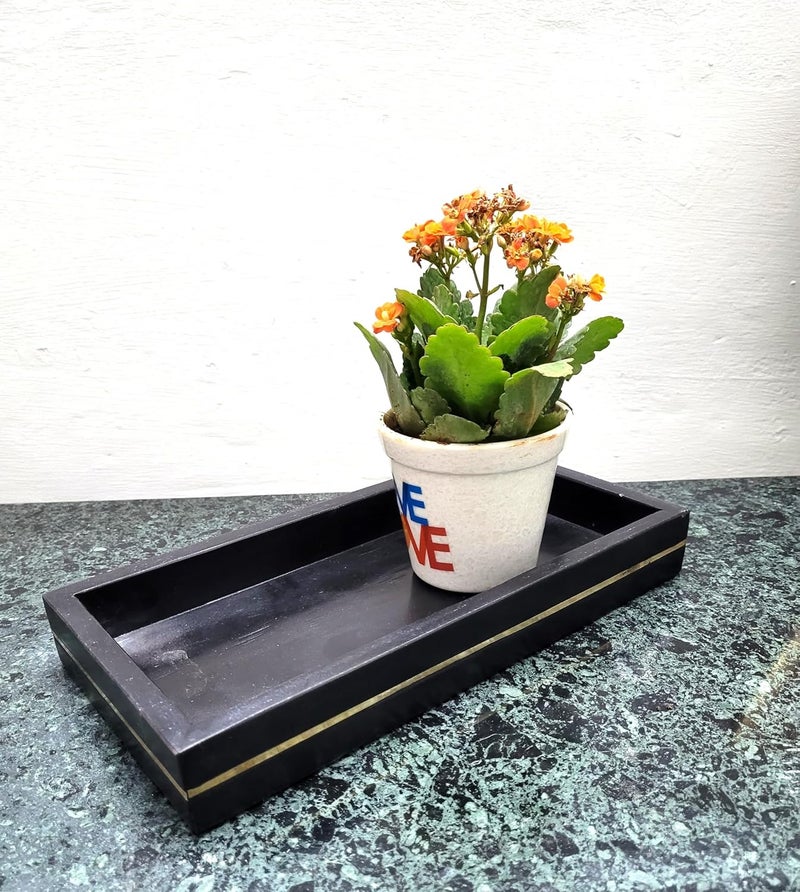 RM Black Marble Brass Inlay Tray Bathroom Kitchen Dresser Vanity Tray Jewelry Dish Ring Cosmetic Organizer for Candle Perfume Small Plant Home Decor Mini Size Marble MultiPurpose Tray - Image 4