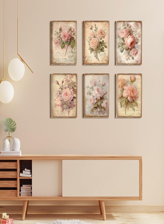 Vercraft 6 Pcs Framed Flowers Canvas Wall Art Colorful Floral Wall Decor Botanical Flower Pictures Wall Decor for Home Office Bedroom Plant Printing Painting, 8 x 10 Inch(Rose) - Image 3