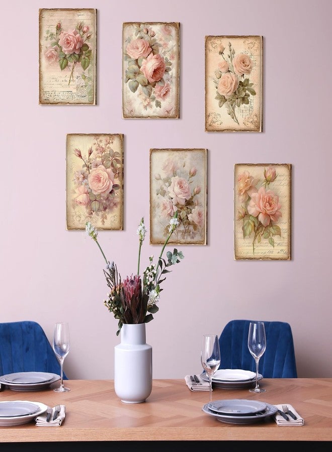 Vercraft 6 Pcs Framed Flowers Canvas Wall Art Colorful Floral Wall Decor Botanical Flower Pictures Wall Decor for Home Office Bedroom Plant Printing Painting, 8 x 10 Inch(Rose) - Image 5
