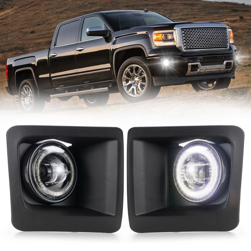 BUNKER INDUST LED Fog Light with Daytime Running Lights for 20142015 GMC Sierra 1500 OEM Bumper Driving DRL Fog Lamp Assembly Kit