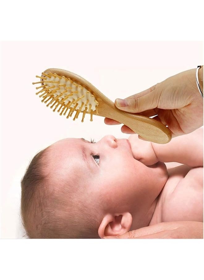 U-HOOME - Baby Hair Brush And Comb Set For Newborn Wooden Baby Hair Brush Set With Soft Goat Bristle Cradle - Image 1