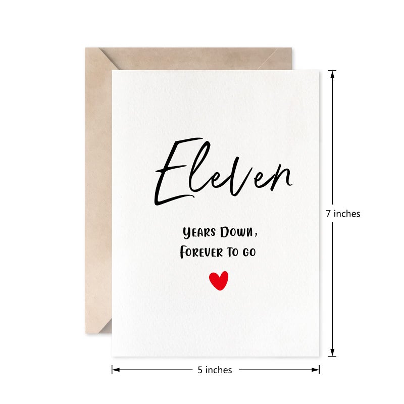 MAGJUCHE 11th Anniversary Card, Eleven Years Down Forever To Go, Romantic Valentines Day Wedding Card For Husband Wife - Image 4