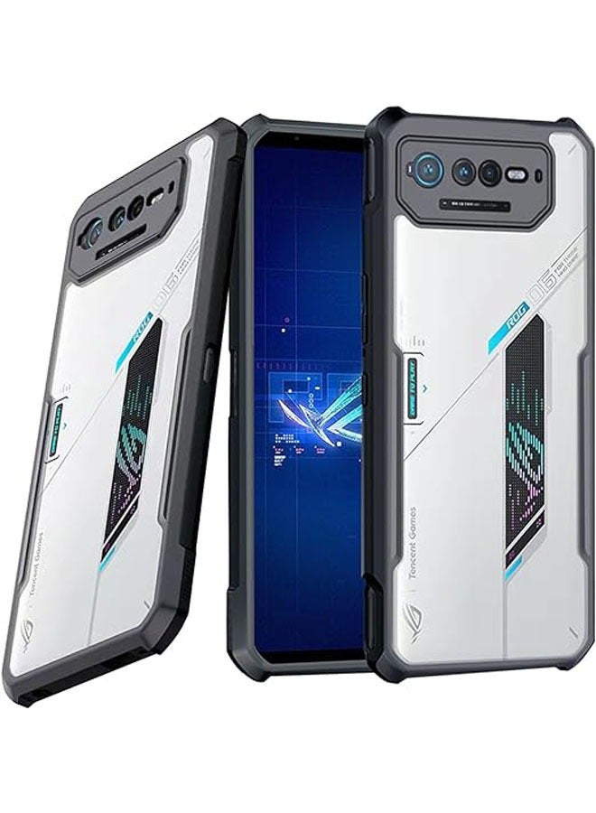 عام الحافظة متوافقة مع هاتف ASUS ROG 6، وهي حافظة رقيقة ومرنة من مادة TPU و PC شفافة، مقاومة للصدمات والخدوش بطريقة فريدة. - Image 1