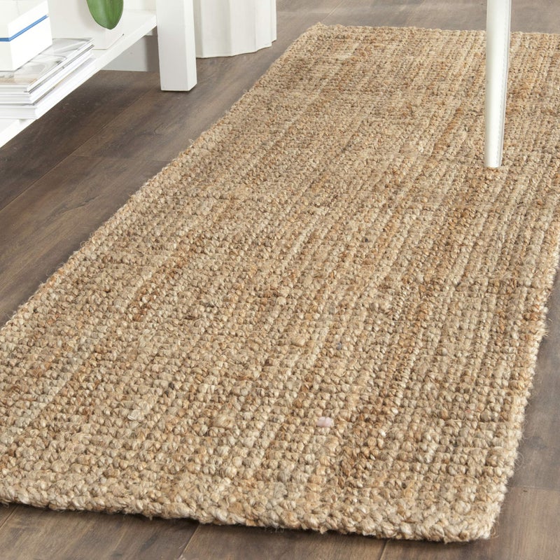 SAFAVIEH Natural Fiber Collection Runner Rug 23 x 7 Natural Brown Handmade Jute Farmhouse Style Chunky Textured Thick Pile NF747A