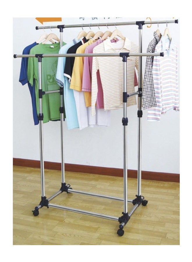 ATM Portable Stainless Steel Adjustable And Movable Double And Single Pole Clothes Rack Hanger For Indoor and Outdoor - Image 1